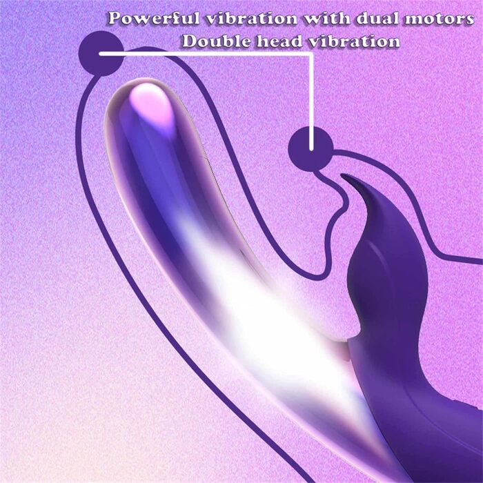 Вібратор Rabbit Silikon Dildo з 10 режимами вібрації, LED-підсвічуванням для стимуляції клітора та G-точки, для жінок, фіолетовий