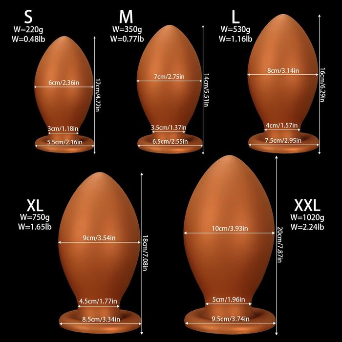 Анальний плагін JFRong з силікону, 5 розмірів, з присоскою, для анального та вагінального використання, стимулятор G-точки, масаж простати, анальні іграшки для дорослих (Golden-L)
