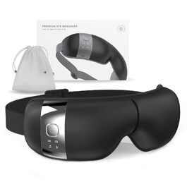 Масажер для очей HubiCare з функціями підігріву та охолодження, 3D-повітряним компресійним масажем, вібрацією та Bluetooth, чорний