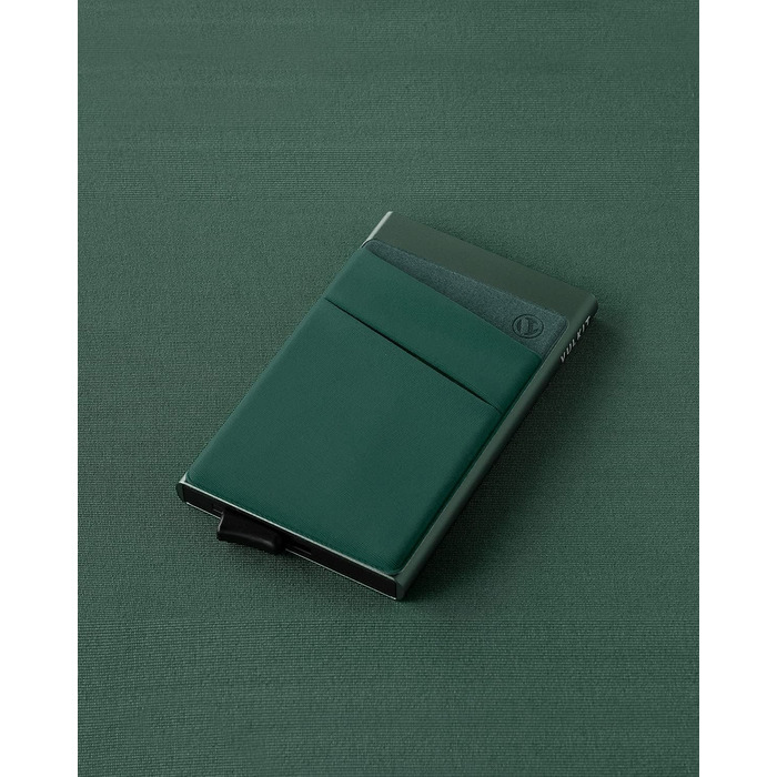 Чоловічий компактний гаманець-картхолдер VULKIT з RFID/NFC захистом для 5-7 карток та купюр, колір: темно-зелений (Midnight Green)