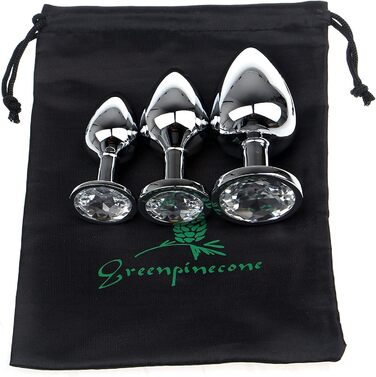 Набір аналплагів Klein Medium Groß з металу з кристалами та діамантами (білий)