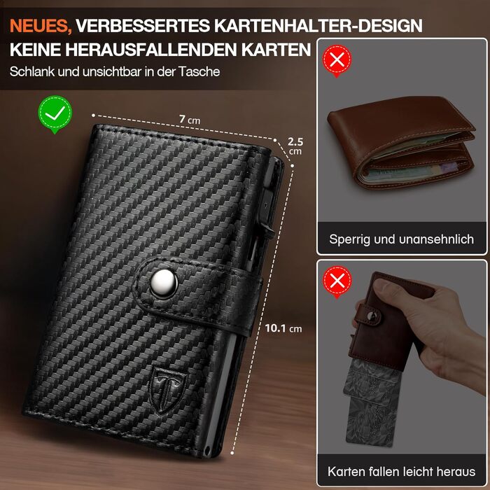 Чоловічий шкіряний гаманець TENBST з RFID-захистом, компактний картхолдер з монетницею, Slim Wallet (Сірий)