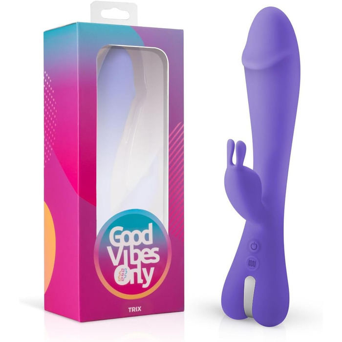 Вібратор для жінок Rabbit Trix з ергономічним дизайном, перезаряжається, водонепроникний (фіолетовий)