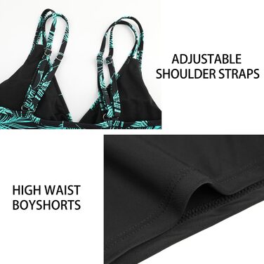 Купальник жіночий роздільний Genfien Push-up Tankini з високою талією, пляжний комплект, XL, зелений