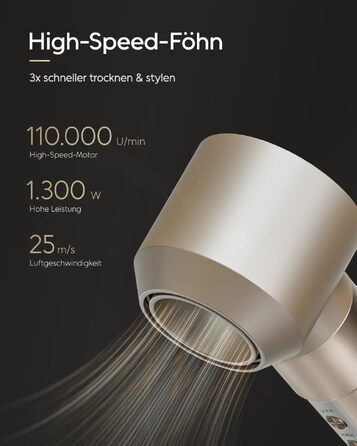 Мультистайлер 6 в 1 7MAGIC Airstyler: іонний фен, автоматичний стайлер для локонів та щітка для вирівнювання волосся, ефект Коанда, колір Champagne Gold