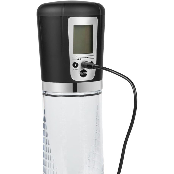 Електрична вакуумна помпа для збільшення статевого члена з акумулятором, LCD дисплеєм - 20см Ø7см - для чоловіків, допомога при еректильній дисфункції, тренування потенції