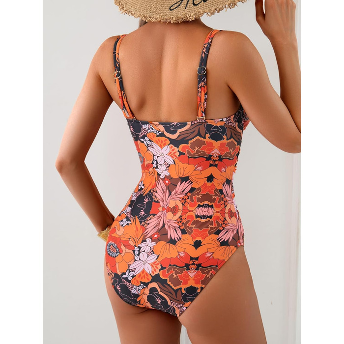 B2prity Світшот купальник жіночий з вирізом, кольоровий блок, сексуальний, ручка, купальник (Червоний, принт, S)