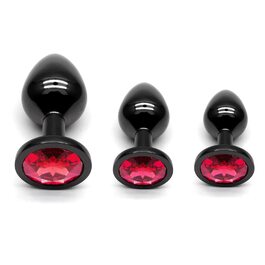 Набір анальних пробок 3 шт. з металу (Gunmetal) - велика, середня, мала. Підходить для початківців, жінок, чоловіків, пар.