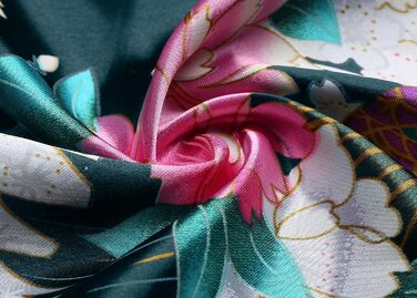 Халат жіночий Babeyond з шовковистого атласу, кімоно, довгий, з принтом павича, для дому, вечірки, універсальний розмір, білий