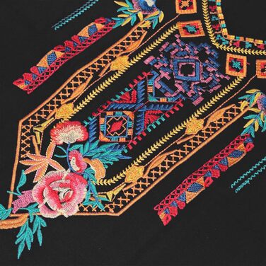 Літня сукня Boho в мексиканському стилі з квітковою вишивкою, чорна, розмір L