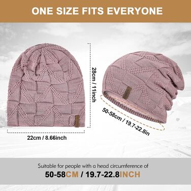 В'язана шапка-біні HAMUNI унісекс, дихаюча шапка Slouch Beanie для жінок та чоловіків (Чорний + Рожевий)