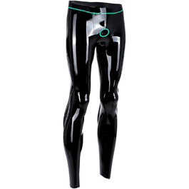 Чоловічі лосини з латексу, тонкі гумові лосини з кільцями, розмір M, чорний колір