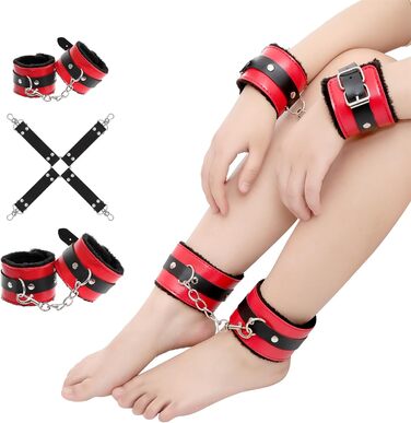 Набір для БДСМ: мотузки, наручники, петиші, маски, петиші, пару (червоний та чорний)