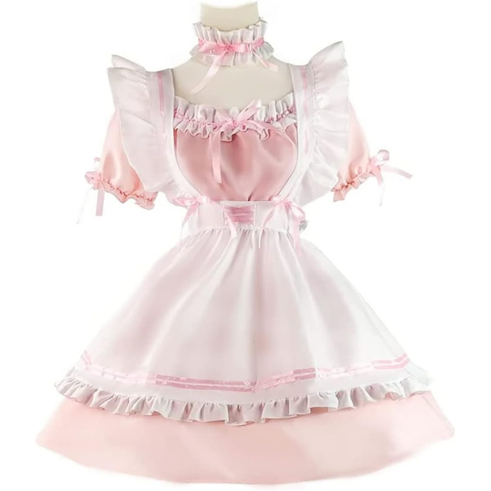 Костюм французької служниці Аніме: комплект для косплею, рожевий, розмір M