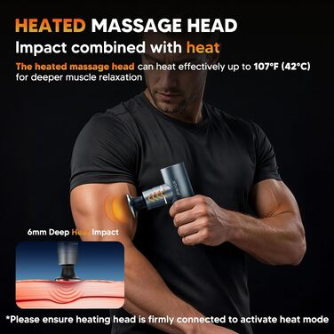 Міні-перкусійний масажер Arboleaf Massage Gun з функцією підігріву, 5 рівнів інтенсивності, 3200 об/хв, синій