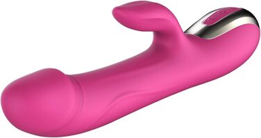 Вібратор Rabbit Silikon Dildo з 7 режимами вібрації, нагріванням та стимуляцією клітора та G-точки. Еротична іграшка для жінок, колір: рожевий