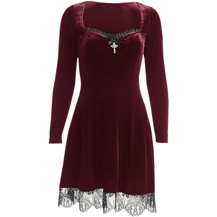 Чорне вечірнє плаття міді з вирізами та готичним дизайном, довгі рукави, сукня з гофре, розмір XL