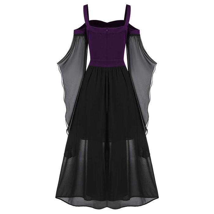 Сукня CHARMMA Готичний Хелловін, жіноча, розмір XL, A-силует, довге, з бантинними рукавами, для свята, косплей, вечірка (фіолетовий)