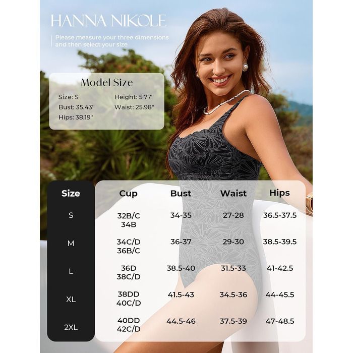 Купальник жіночий Hanna Nikole жакардовий з ефектом схуднення живота, Push-Up, чорний, розмір L