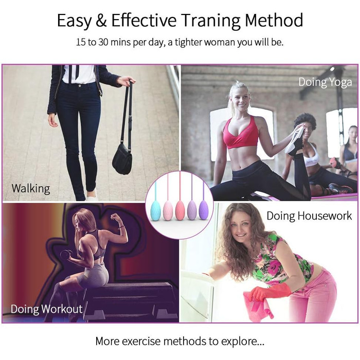 М'ячики для тренування м'язів тазу (5 шт.) для жінок – для контролю сечовипускання та вправ для м'язів тазу – повний набір для початківців та досвідчених