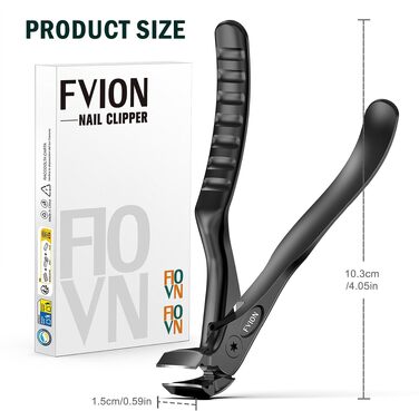 Кусачки для нігтів на ногах FVION для літніх людей та товстих нігтів, професійний кусачок з подовженою ручкою для сильних нігтів, великий підстригач для чоловіків та жінок (Чорний)