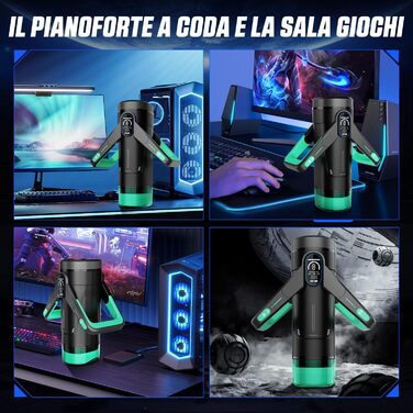 Інтимна іграшка для чоловіків Eanatoys Masturbieren з 9 вібраціями, телескопічною функцією та LCD-дисплеєм (зелена)