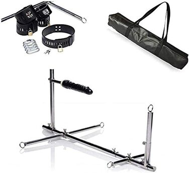 Ділда для БДСМ з наручниками, ремінцями, шийним ланцюгом, наручниками та анусом. Сталева рама. Іграшки для пар.