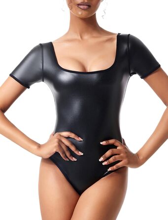 Комбінезон-боді з PU шкіри FEOYA для жінок, облягаючий, мокрий ефект, клубний стиль, 4XL