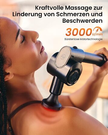 Перкусійний масажер Napre Massage Gun з функцією підігріву та охолодження, складаний масажний пістолет для м'язів спини та плечей, 32 рівні швидкості, 5 кутів нахилу, чорний