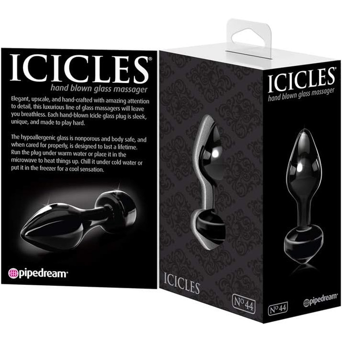 Масажер скляний ручної витримки PIPEDREAM Icicles No 29, блакитний (чорний), 1 шт.