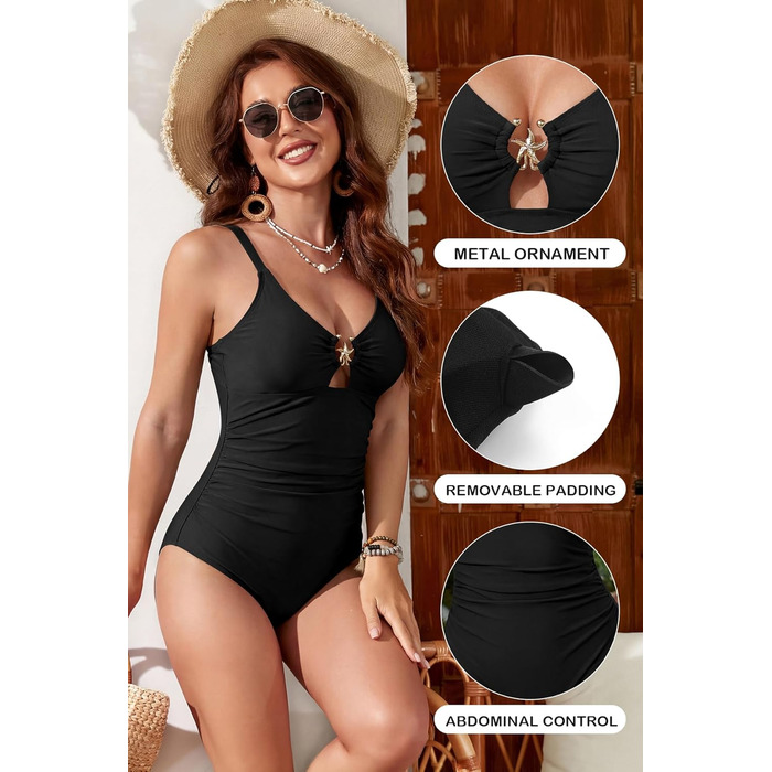 Купальник жіночий SHEKINI з вирізом, контролем живота, флуоресцентний рожевий (S, Чорний)