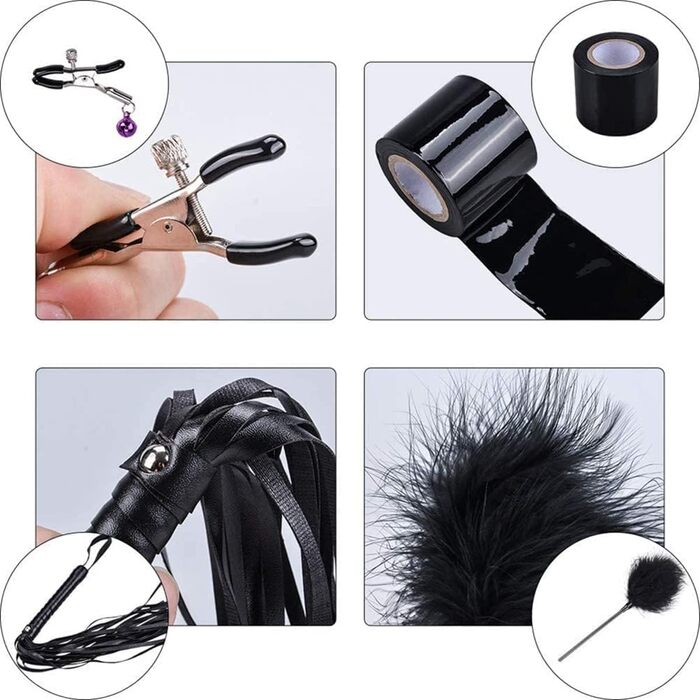 Набір для БДСМ: 35 елементів, шкіряні аксесуари, наручники, анальні іграшки для пар