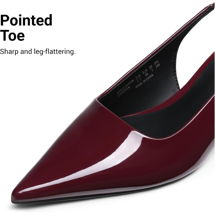 Жіночі туфлі-човники Dream Pairs на низьких підборах (Kitten Heels) з відкритою п'ятою (Slingback), бордові, розмір 37 EU