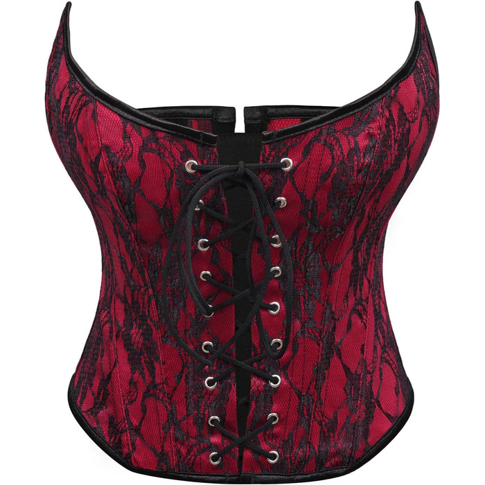 Корсет топ WHIPPY Daen Vollbrust з шнуруванням, готичний Overbust корсет (чорний/червоний, L)