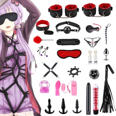 Набір для БДСМ-ігор Qoosea 18 шт. з наручниками та маскою для обличчя. Інтимні іграшки для пар, фетиш-аксесуари для дорослих