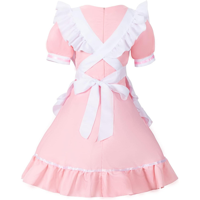 Костюм для косплею Irtysh Anime: Французька служниця з кроликом, солодкий та милий стиль Каваї, рожевий комплект з вушками, рукавичками та шкарпетками (XXL)