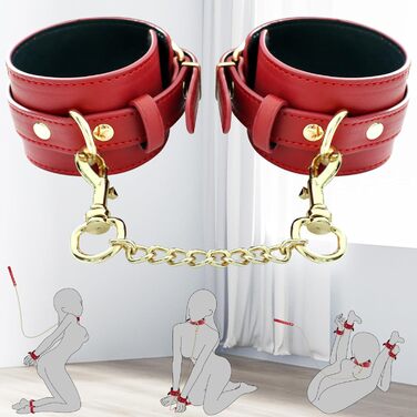Набір для БДСМ зв'язування: шкіряні наручники, стяжки для ніг, поводок та ошейник. Ідеально для пар, початківців та досвідчених