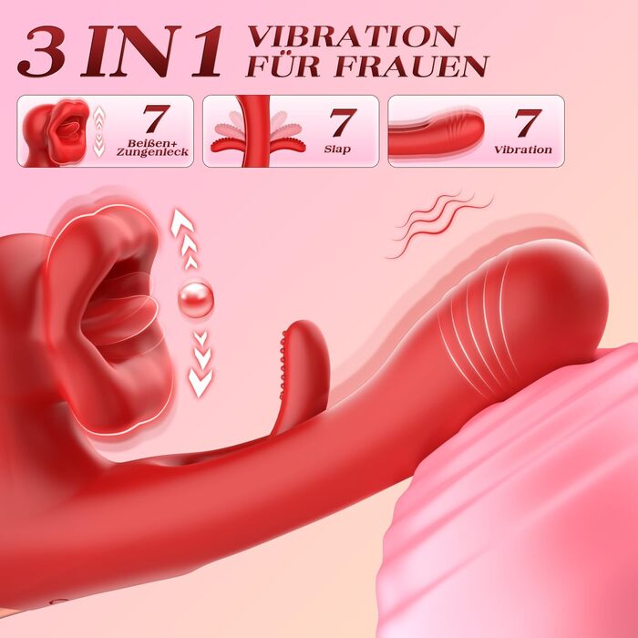 Вібратор для жінок Dildo з 7 режимами вібрації, стимулятором G-точки та клітора, рожевий