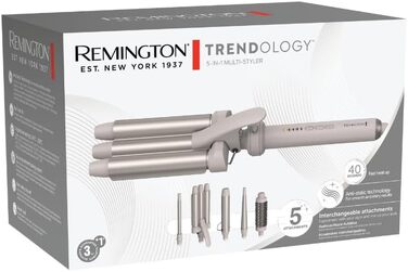Мультистайлер для волосся 5в1 Remington CI41MS5 Trendology: гофре, кругла щітка 38мм, 3 насадки для локонів 13-33мм, LED-дисплей, 130-210°C