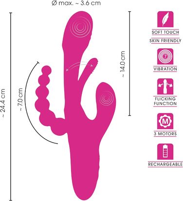 Вібратор для дорослих Sweet Smile Triple Vibe Rosa - 3,6 см