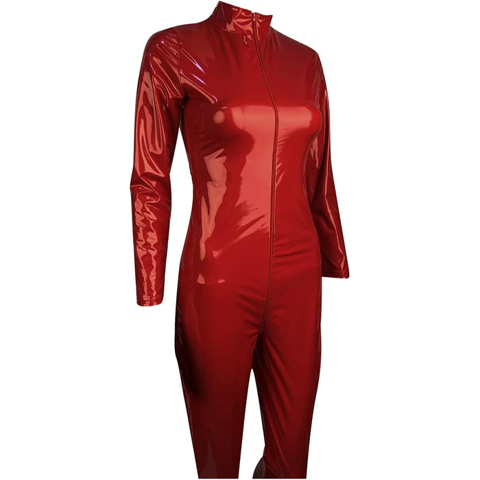 Латексний костюм для секса - відкритий боді з латексу, червоний (S)