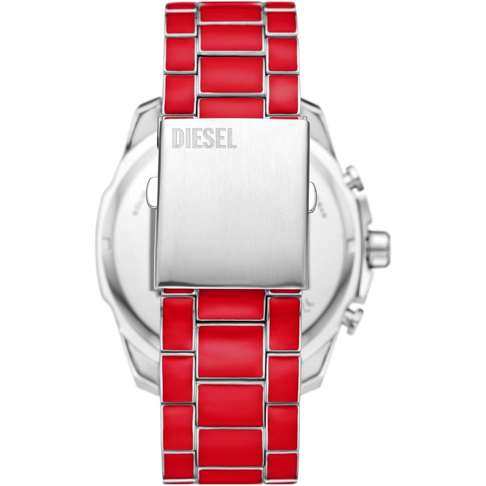 Чоловічий годинник Diesel Mega Chief Chronograph з ремінцем зі сталі (червоно-білий)