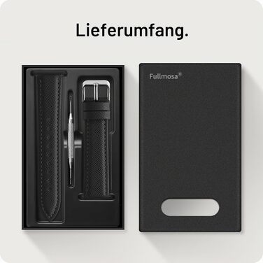 Ремінець Fullmosa 20мм зі шкіри для Garmin Vivoactive 6/5/4, Venu SQ та Samsung Galaxy Watch 7/6/5/4 FE (40/44/45мм), Classic 43мм, чорний