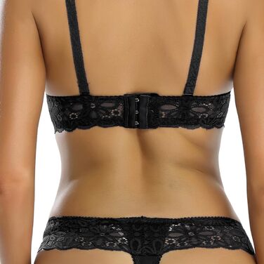 Шекіні: Комплект бюстгальтера та трусиків мереживний, Push-Up, з кісточками, чорний, 80C