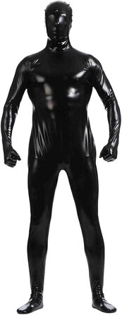 Чоловічий лаковий комбінезон з екошкіри: стильний образ для карнавалу, косплею та вечірок | Чорний