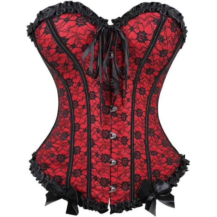 Сукня-корсет з корсетом, спідницею та корсажем, мереживо, шнурівка, сукня-корсаж, вінтажний стиль, сексуальний образ, для Хелловіну (XXS, червоно-чорний)