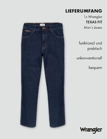 Чоловічі джинси Wrangler Texas Stretch W121XU13M заужені (Tapered), колір Darkstone, розмір 38W/36L