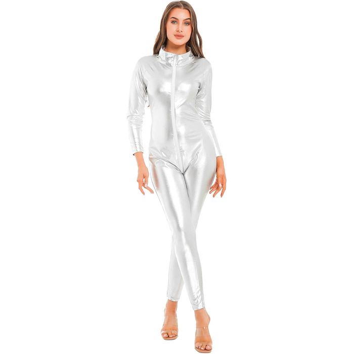 Жіночий комбінезон з довгим рукавом GRRKDFQ срібного кольору, розмір XXL