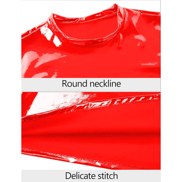 Чоловіча сорочка з лакованої шкіри Wetlook AIEOE, червона, XL - сексуальний образ для вечірок