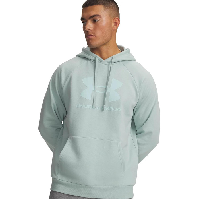 Чоловіче худі Under Armour Rival Fleece з логотипом та капюшоном, синій/м'ятний, розмір S